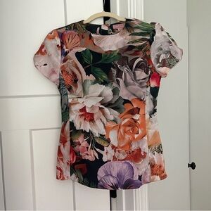 Ted Baker Blouse Short Sleeve floral pink top